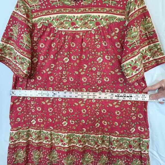 Vermont Country Store Boho Print Cotton Muu Muu Maxi Dress SIZE MEDIUM Pockets - Picture 7 of 9